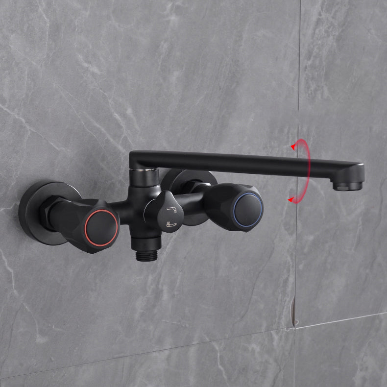 Modern Bathtub Faucet Trim Black Wall Mounted Swivel Spout with Hand Shower