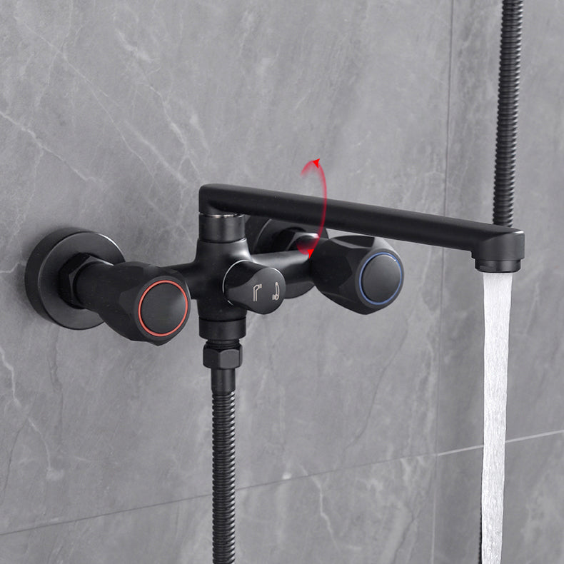 Modern Bathtub Faucet Trim Black Wall Mounted Swivel Spout with Hand Shower