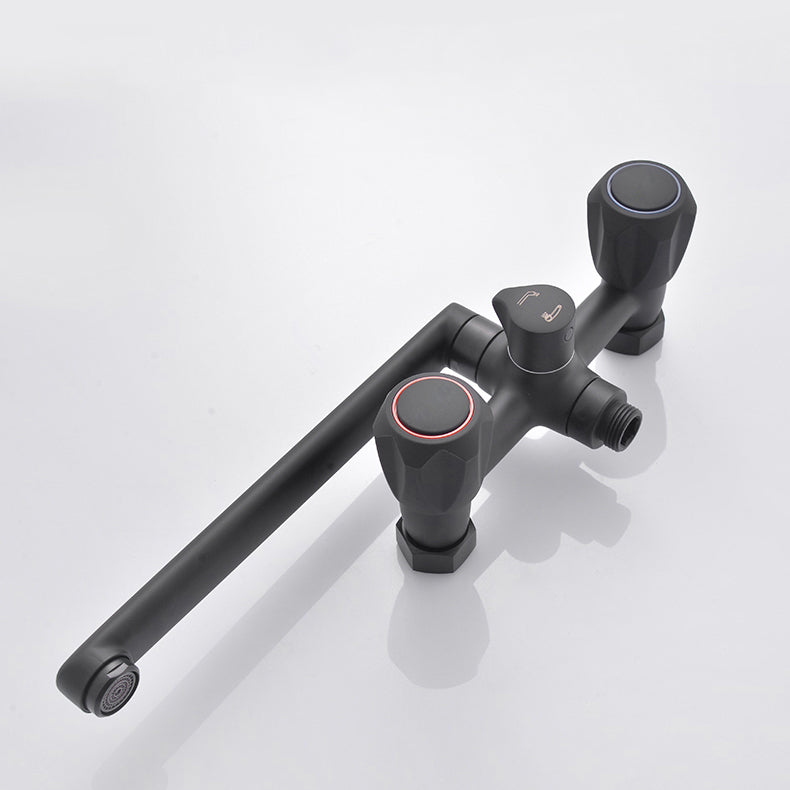 Modern Bathtub Faucet Trim Black Wall Mounted Swivel Spout with Hand Shower