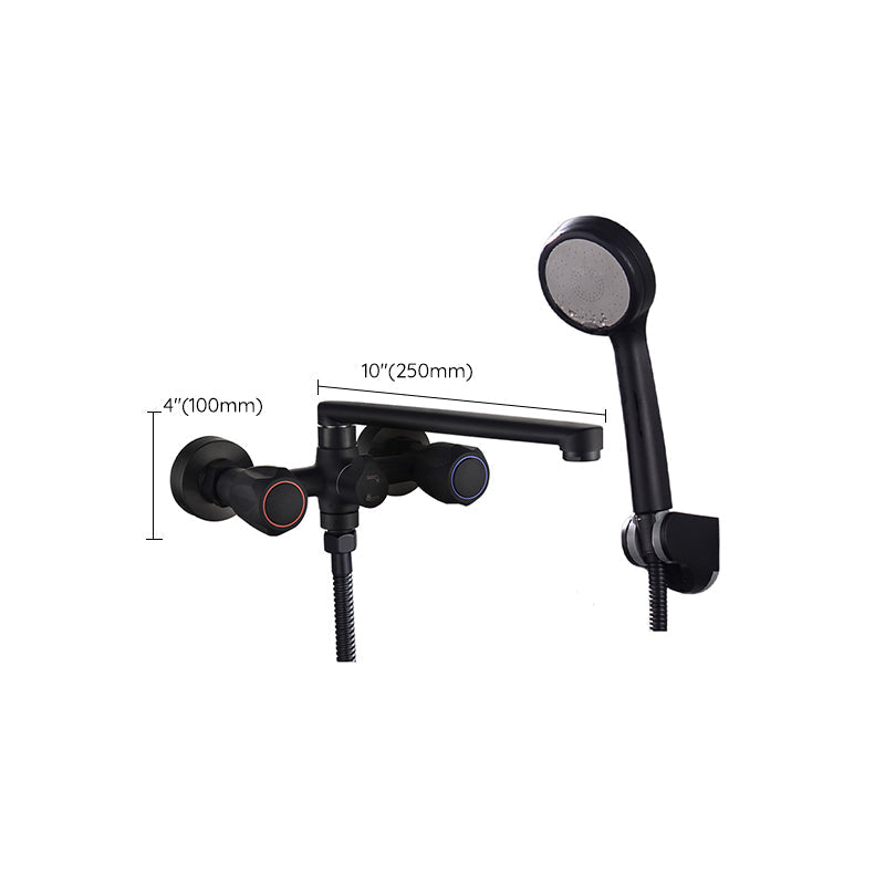 Modern Bathtub Faucet Trim Black Wall Mounted Swivel Spout with Hand Shower
