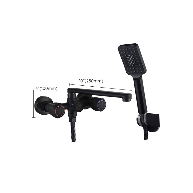 Modern Bathtub Faucet Trim Black Wall Mounted Swivel Spout with Hand Shower