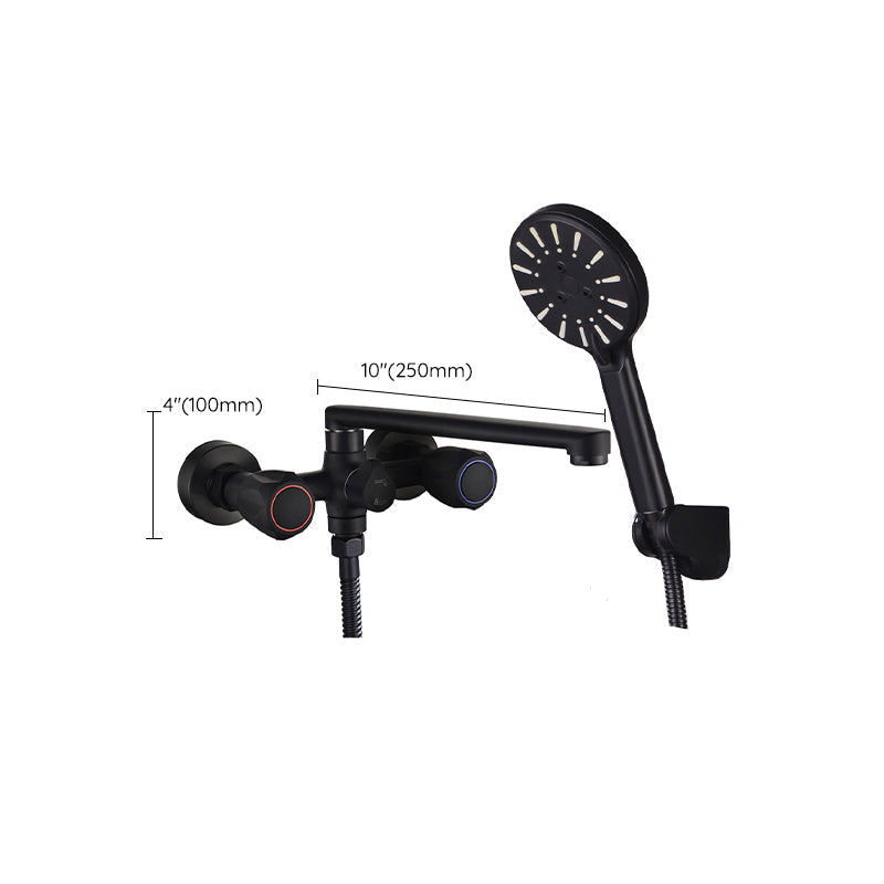Modern Bathtub Faucet Trim Black Wall Mounted Swivel Spout with Hand Shower