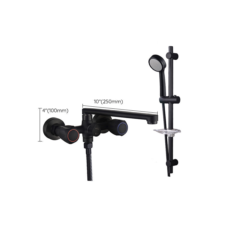 Modern Bathtub Faucet Trim Black Wall Mounted Swivel Spout with Hand Shower