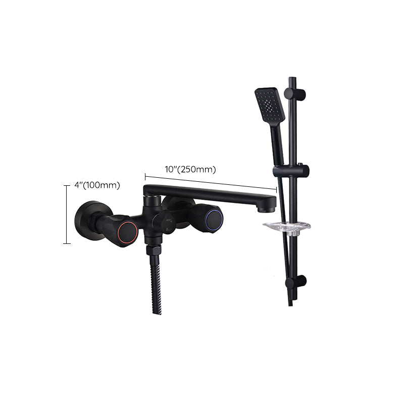 Modern Bathtub Faucet Trim Black Wall Mounted Swivel Spout with Hand Shower