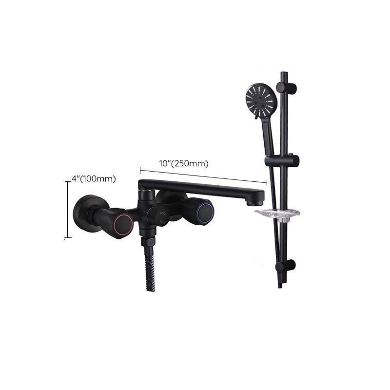 Modern Bathtub Faucet Trim Black Wall Mounted Swivel Spout with Hand Shower