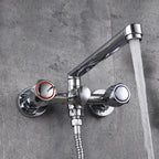 Contemporary Bathtub Faucet Trim Chrome Wall-Mounted Swivel Spout with Hand Shower