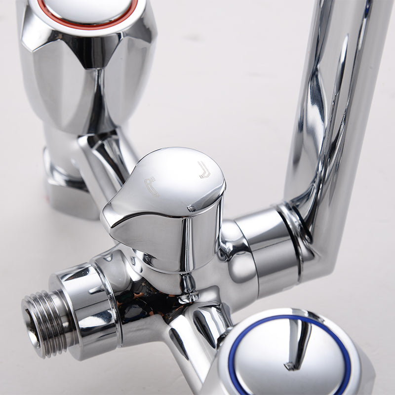 Contemporary Bathtub Faucet Trim Chrome Wall-Mounted Swivel Spout with Hand Shower