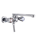 Contemporary Bathtub Faucet Trim Chrome Wall-Mounted Swivel Spout with Hand Shower