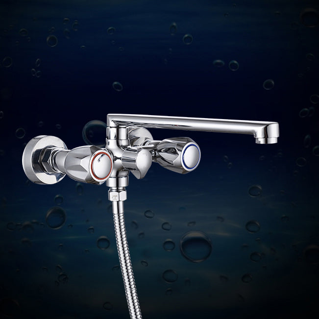 Contemporary Bathtub Faucet Trim Chrome Wall-Mounted Swivel Spout with Hand Shower