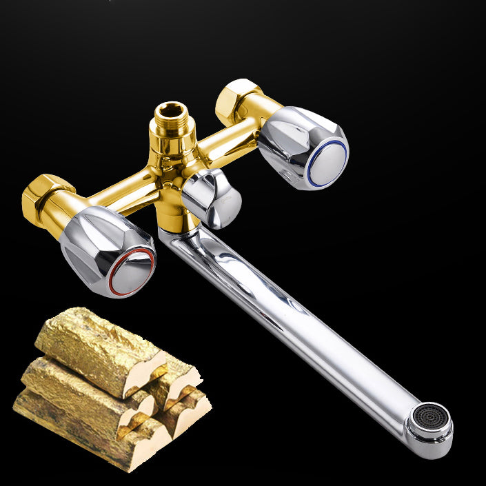 Contemporary Bathtub Faucet Trim Chrome Wall-Mounted Swivel Spout with Hand Shower