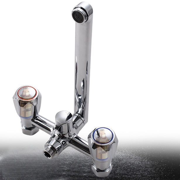 Contemporary Bathtub Faucet Trim Chrome Wall-Mounted Swivel Spout with Hand Shower