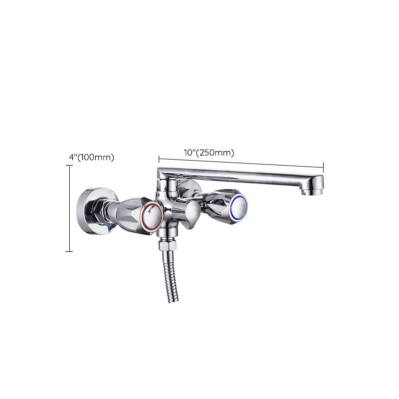 Contemporary Bathtub Faucet Trim Chrome Wall-Mounted Swivel Spout with Hand Shower