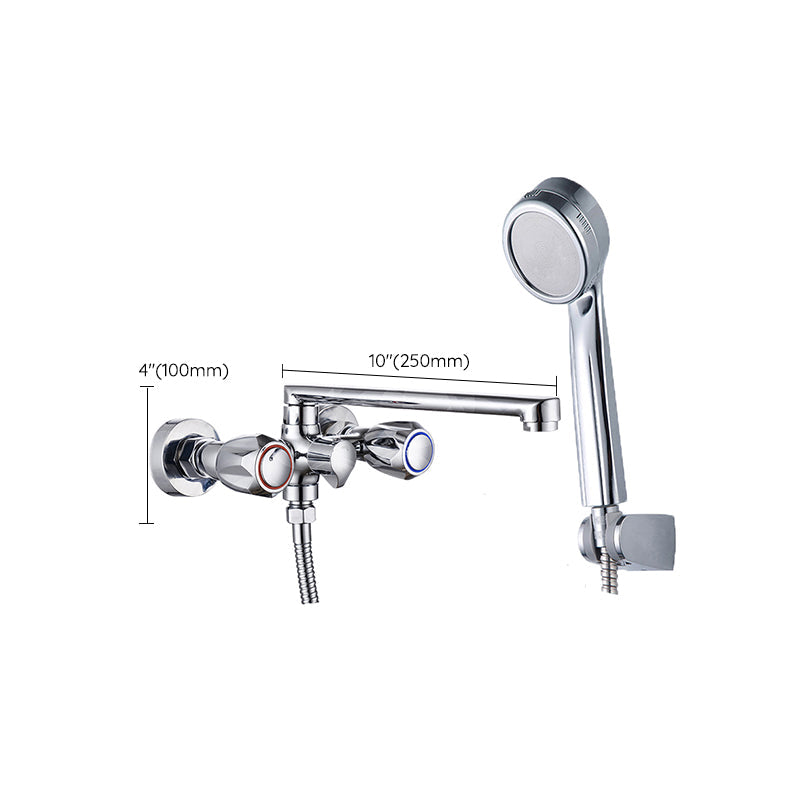 Contemporary Bathtub Faucet Trim Chrome Wall-Mounted Swivel Spout with Hand Shower