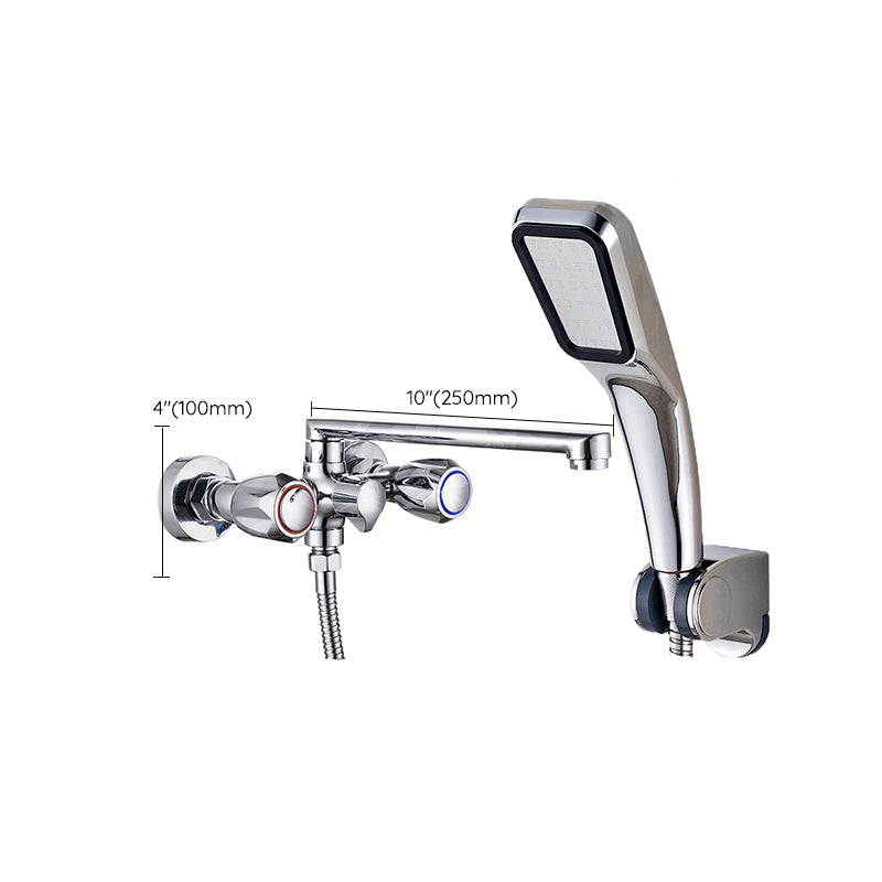 Contemporary Bathtub Faucet Trim Chrome Wall-Mounted Swivel Spout with Hand Shower