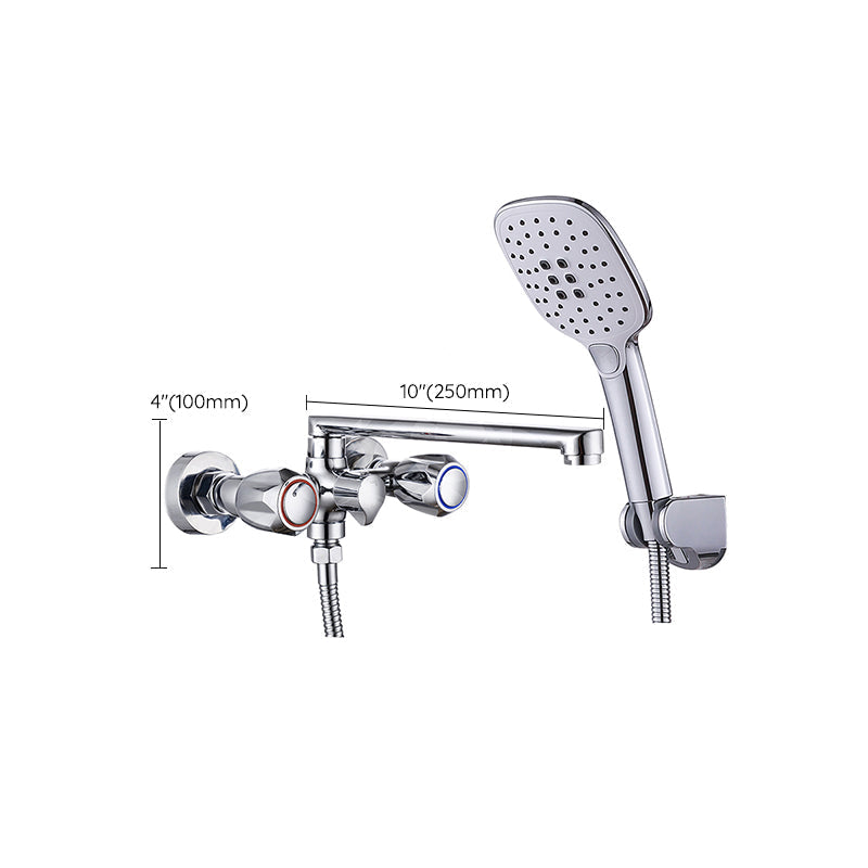 Contemporary Bathtub Faucet Trim Chrome Wall-Mounted Swivel Spout with Hand Shower