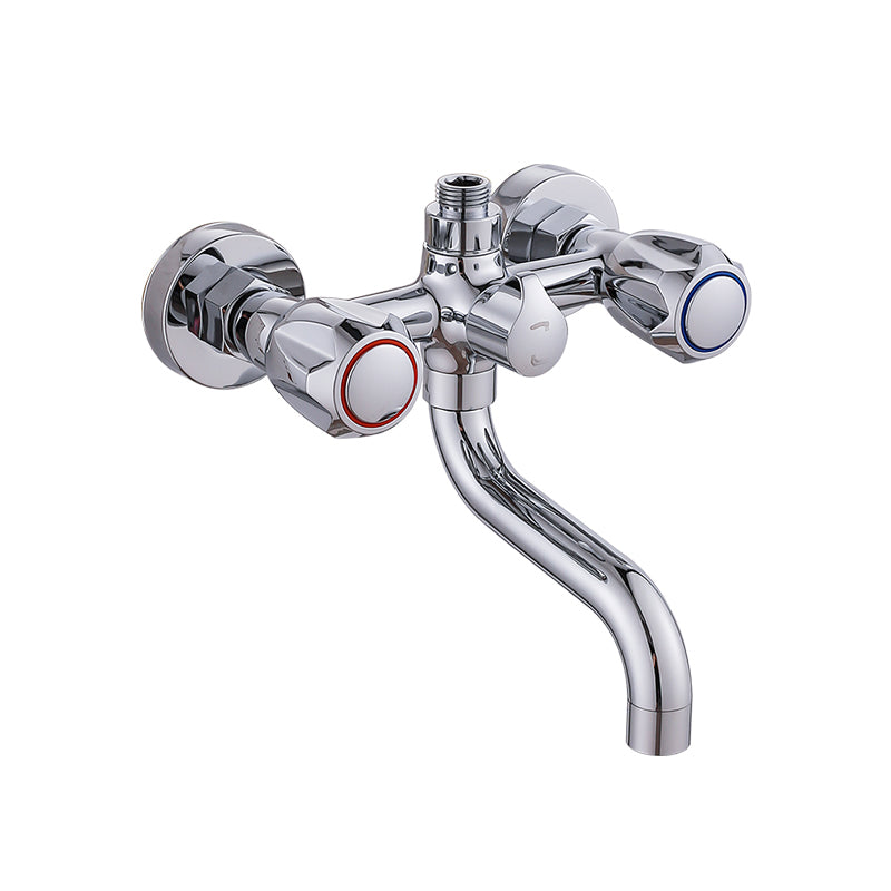 Chrome Bathroom Faucet Trim Wall-mounted Swing Faucet with Hand Shower