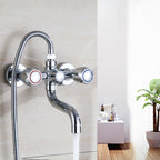 Chrome Bathroom Faucet Trim Wall-mounted Swing Faucet with Hand Shower