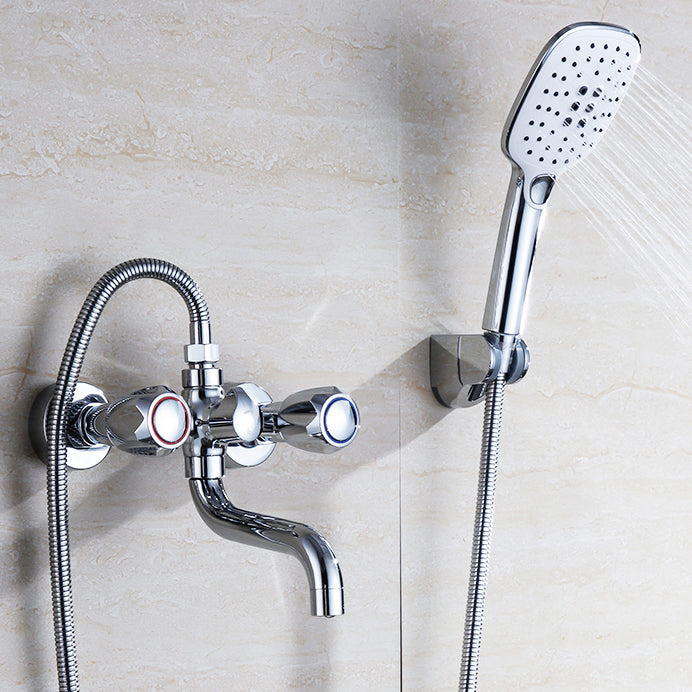 Chrome Bathroom Faucet Trim Wall-mounted Swing Faucet with Hand Shower