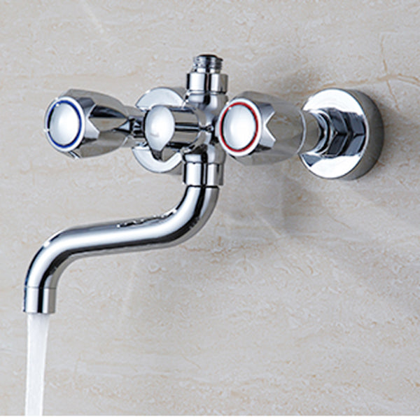 Chrome Bathroom Faucet Trim Wall-mounted Swing Faucet with Hand Shower