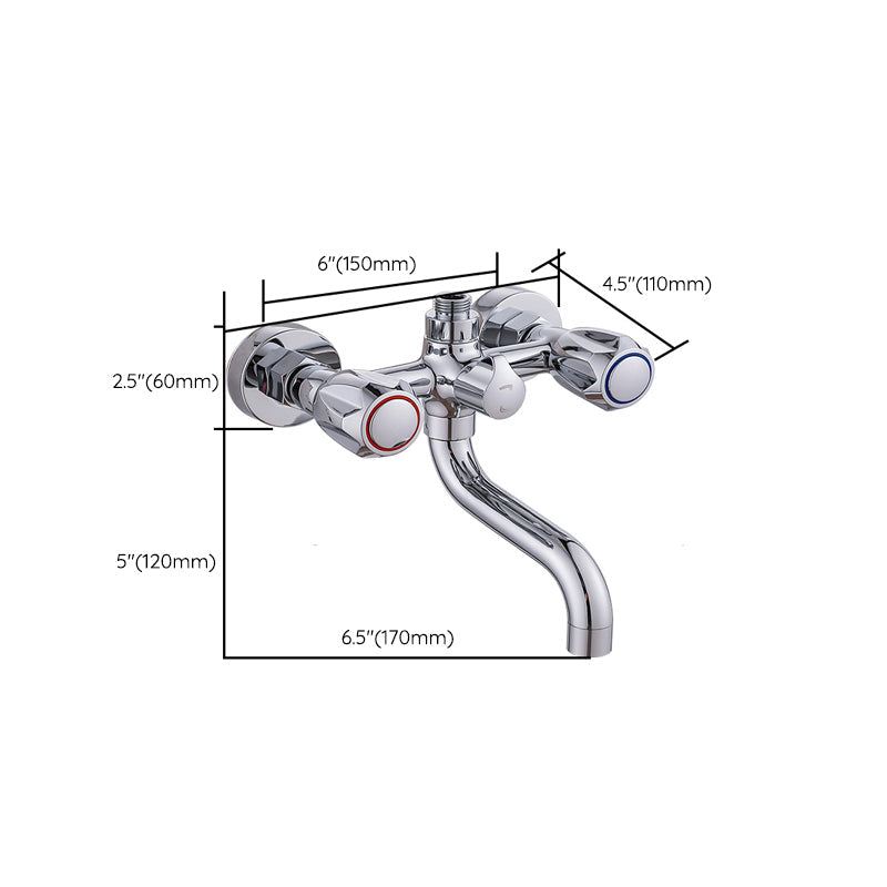 Chrome Bathroom Faucet Trim Wall-mounted Swing Faucet with Hand Shower