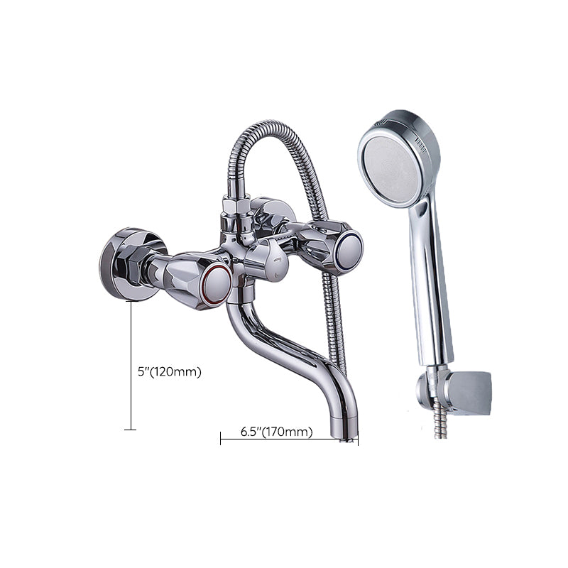 Chrome Bathroom Faucet Trim Wall-mounted Swing Faucet with Hand Shower