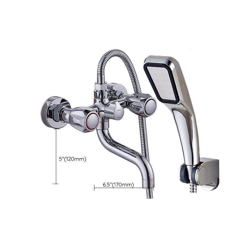 Chrome Bathroom Faucet Trim Wall-mounted Swing Faucet with Hand Shower