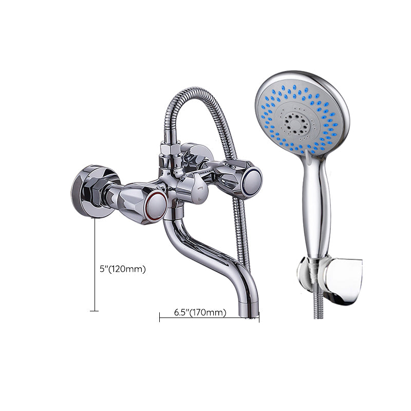 Chrome Bathroom Faucet Trim Wall-mounted Swing Faucet with Hand Shower