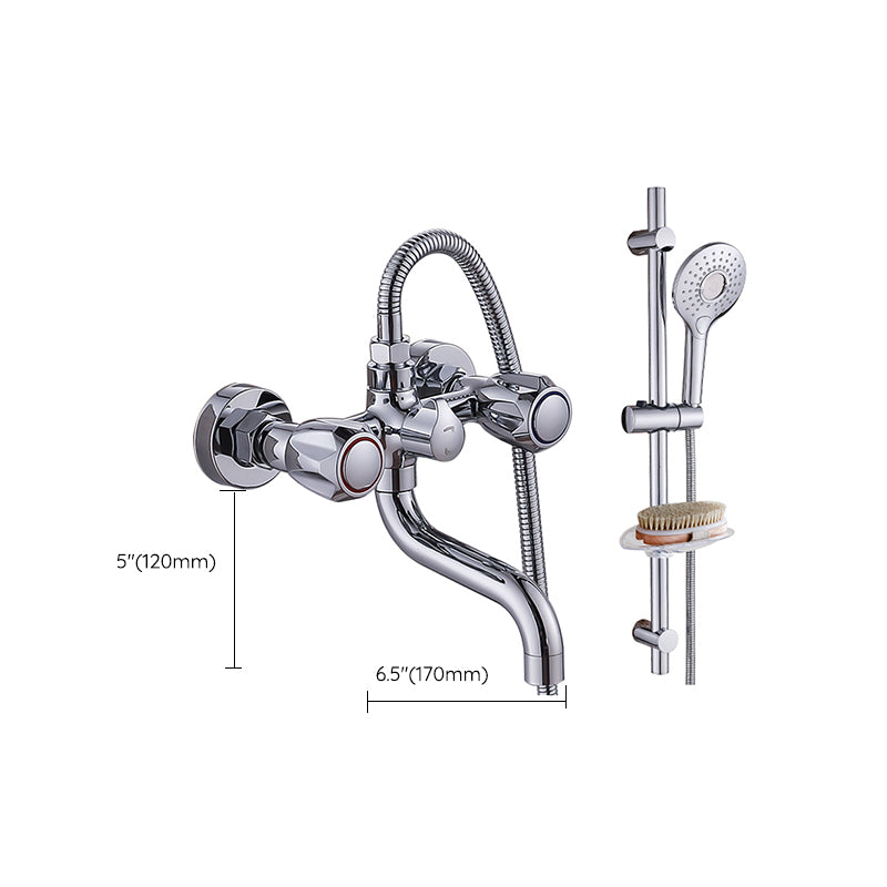 Chrome Bathroom Faucet Trim Wall-mounted Swing Faucet with Hand Shower