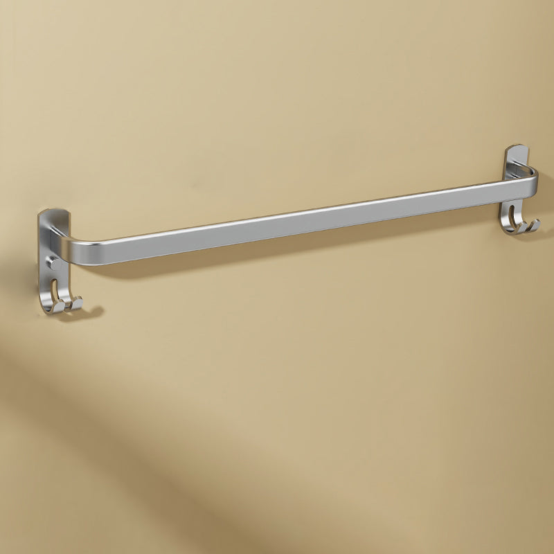 Minimalism Gray Bathroom Accessories Set Contemporary Style Aluminum Towel Rack