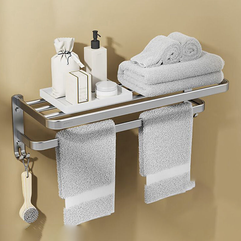 Minimalism Gray Bathroom Accessories Set Contemporary Style Aluminum Towel Holder