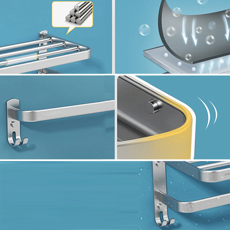 Minimalism Gray Bathroom Accessories Set Contemporary Style Aluminum Towel Holder