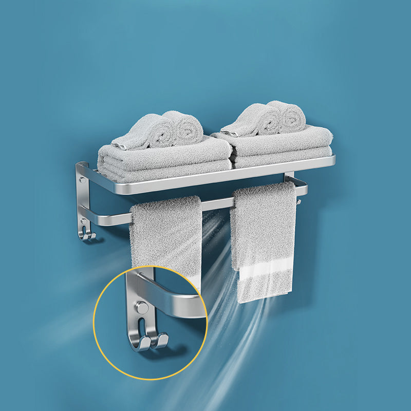Minimalism Gray Bathroom Accessories Set Contemporary Style Aluminum Towel Holder