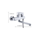 Chrome polished bathroom faucet wall-mounted with swivel spout and hand shower