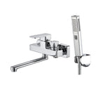 Wall Mounted Bathtub Faucet Trim Polished Chrome Swivel Spout with Hand Shower