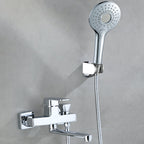 Wall Mounted Bathtub Faucet Trim Polished Chrome Swivel Spout with Hand Shower