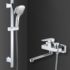 Wall Mounted Bathtub Faucet Trim Polished Chrome Swivel Spout with Hand Shower