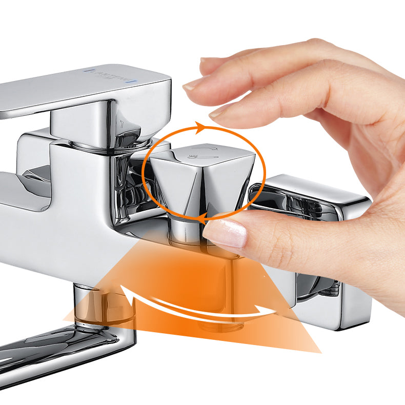 Wall Mounted Bathtub Faucet Trim Polished Chrome Swivel Spout with Hand Shower