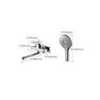 Wall Mounted Bathtub Faucet Trim Polished Chrome Swivel Spout with Hand Shower