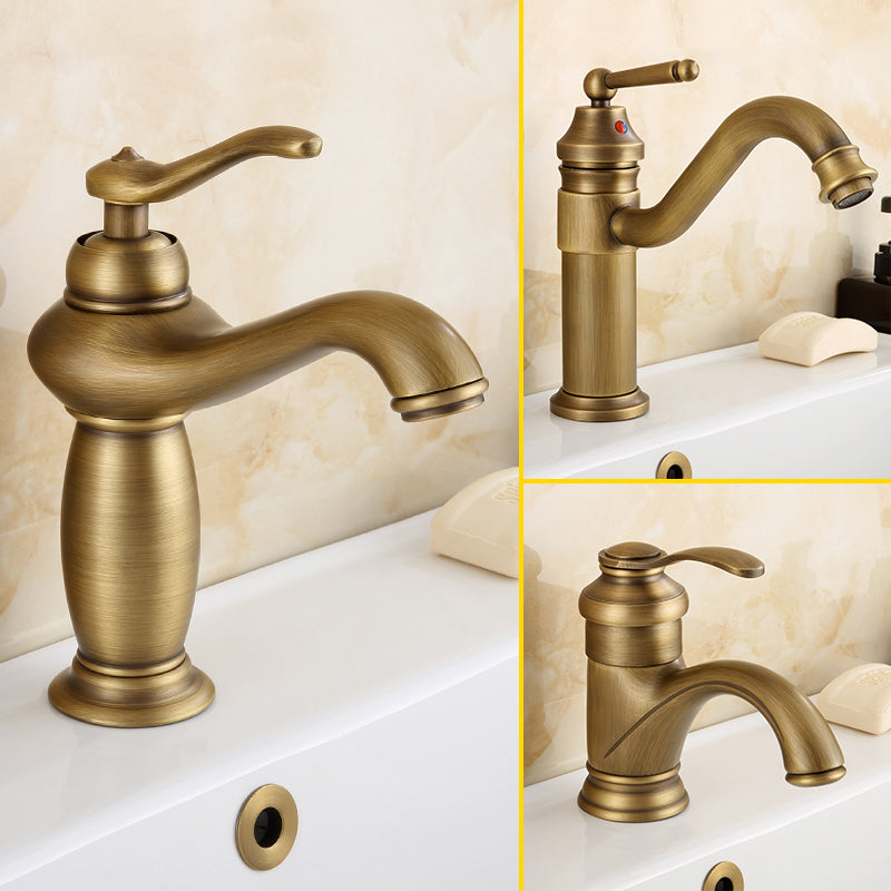 Brass Bathroom Vessel Sink Faucet Single Handle Round Basin Faucet with Water Hose