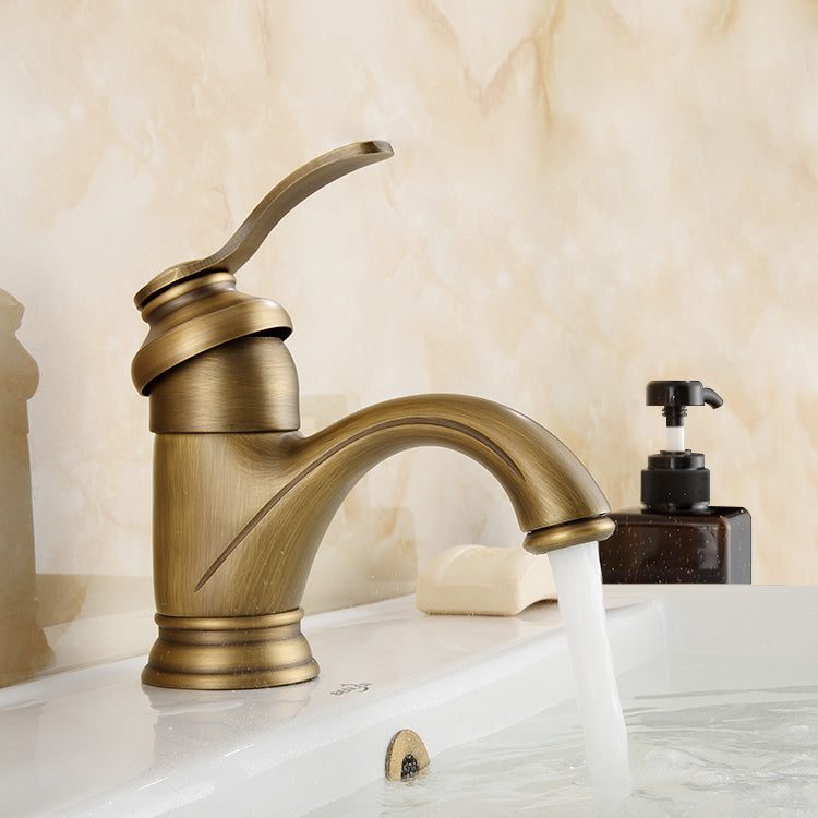 Brass Bathroom Vessel Sink Faucet Single Handle Round Basin Faucet with Water Hose