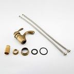 Brass Bathroom Vessel Sink Faucet Single Handle Round Basin Faucet with Water Hose