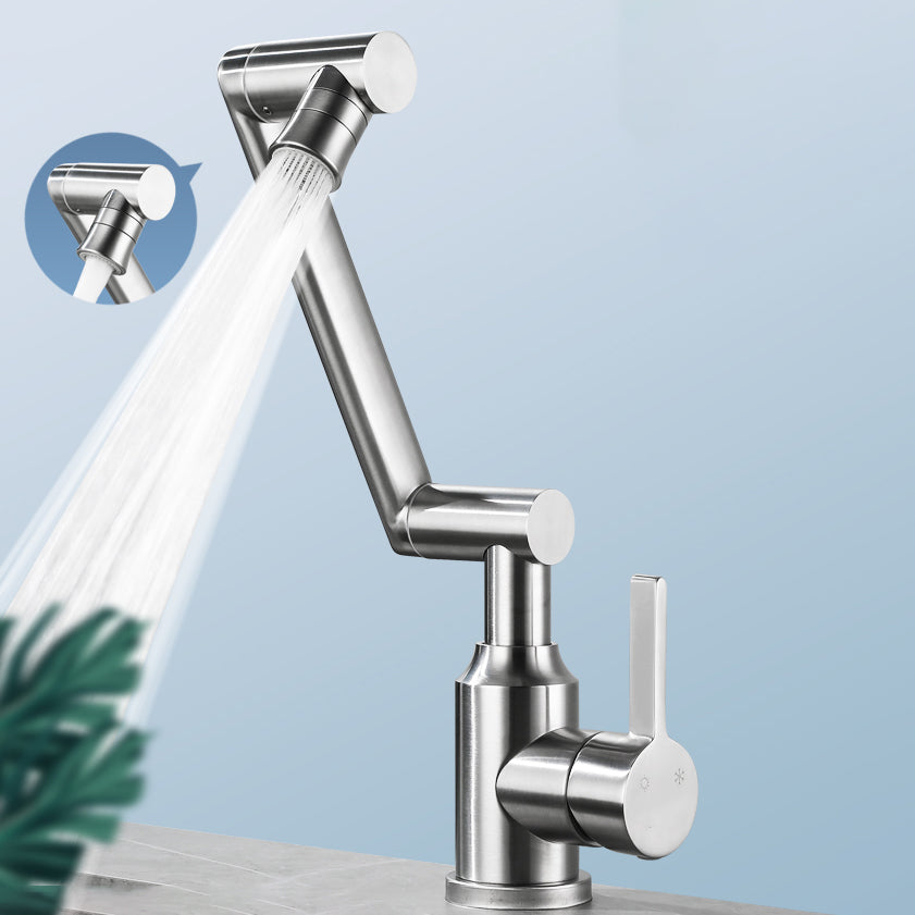 Swiveling Outlet Vessel Sink Faucet Stainless Steel Lever Handle Sink Faucet with Water Hose