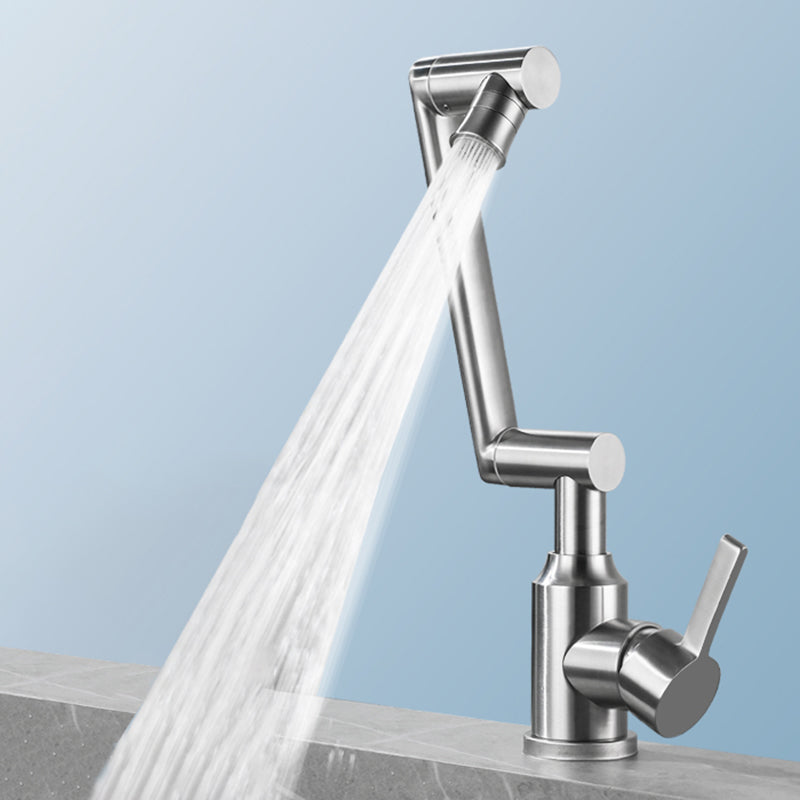 Swiveling Outlet Vessel Sink Faucet Stainless Steel Lever Handle Sink Faucet with Water Hose