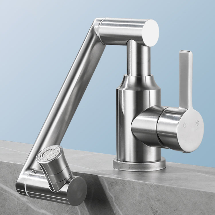 Swiveling Outlet Vessel Sink Faucet Stainless Steel Lever Handle Sink Faucet with Water Hose