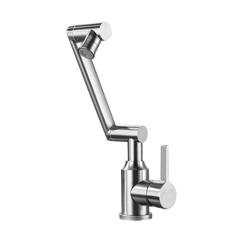 Swiveling Outlet Vessel Sink Faucet Stainless Steel Lever Handle Sink Faucet with Water Hose