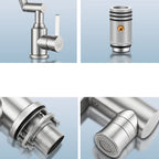 Swiveling Outlet Vessel Sink Faucet Stainless Steel Lever Handle Sink Faucet with Water Hose