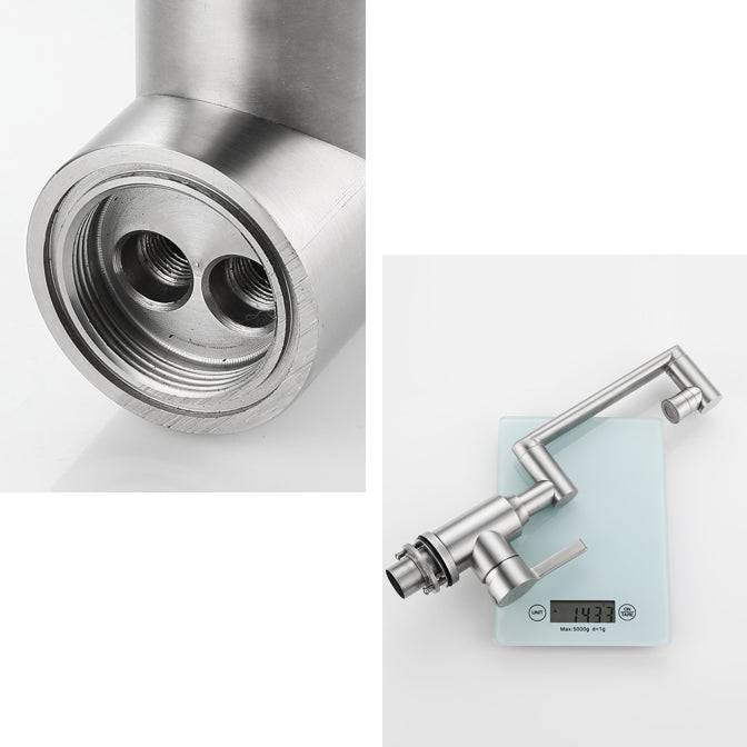 Swiveling Outlet Vessel Sink Faucet Stainless Steel Lever Handle Sink Faucet with Water Hose