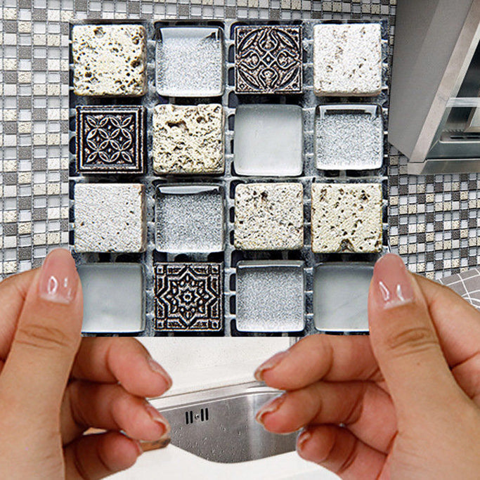 Pattern Color Stone Peel and Stick Mosaic Tile Peel and Stick Tiles Set of 20