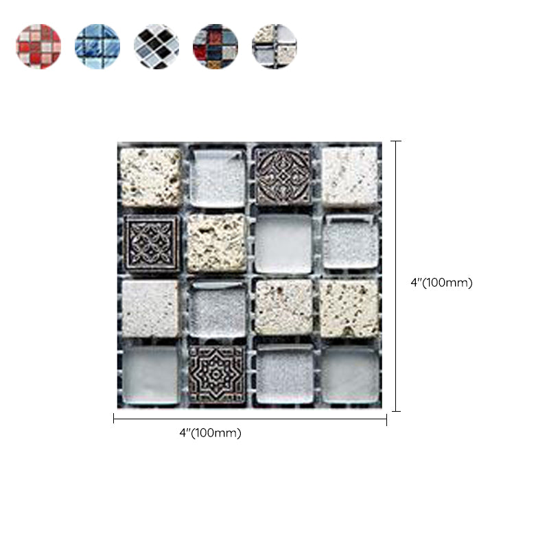 Pattern Color Stone Peel and Stick Mosaic Tile Peel and Stick Tiles Set of 20