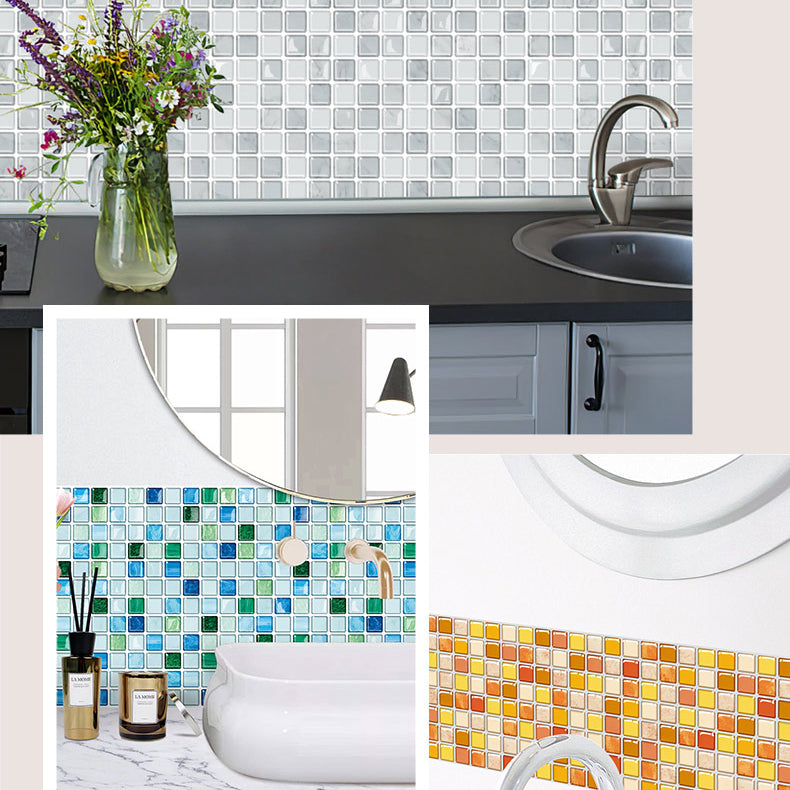 Peel and Stick PVC Tile Kitchen Waterproof Mosaic Backsplash Wall Tile
